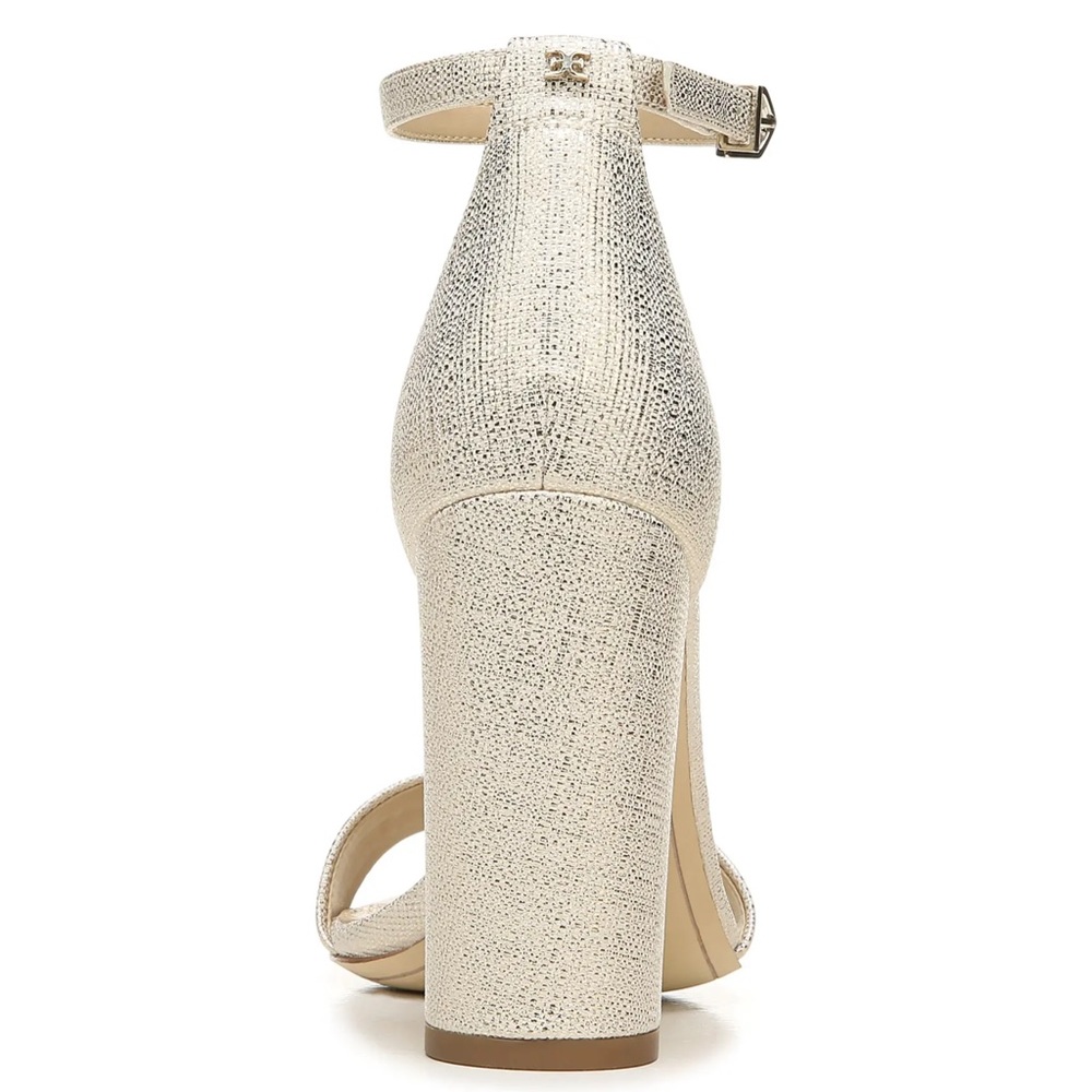 SAM EDELMAN Heels Yaro Ankle Strap Sandal Chunky Heel Jute Light Gold NIB - Picture 10 of 14